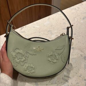 Kate Spade Mint Green Floral Shoulder Bag with wallet and long strap